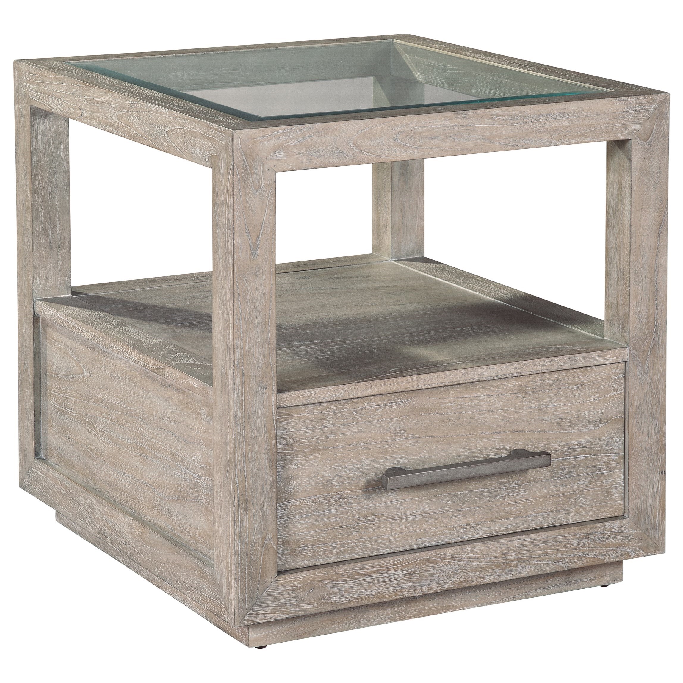 Hekman Berkeley Heights End Table with Drawer and Glass Top
